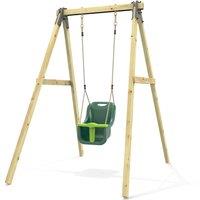 OutdoorToys Glide Wooden Single Swing Set with Swing Seat - Dandelion (Dark Green Baby Swing)