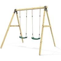 OutdoorToys Glide Wooden Double Swing Set with Two Swing Seats - Tulip (Dark Green Swings)