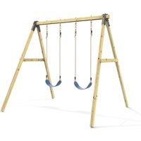 OutdoorToys Glide Wooden Double Swing Set with Two Swing Seats - Tulip (Dark Blue Belt Swings) in Navy
