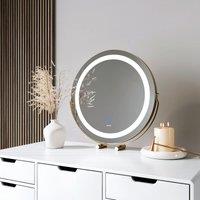 CARME HOME ZaraGold Touch Sensor LED Light Mirror in Gold
