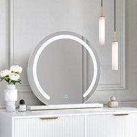 CARME HOME Elsie Large White Touch Sensor LED Makeup Mirror with Lights