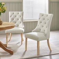 FurnitureboxUK 2x Belgravia Beige Fabric Dining Chairs With Oak Effect Legs