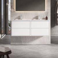 Banyetti Venti 1200mm Wall Hung Vanity Unit with Veneto 2 Tap Hole Basin - Matt White