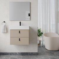 Banyetti Invicta 600mm Wall Hung Vanity with Veneto 1 Tap Hole Basin - Cashmere in Beige
