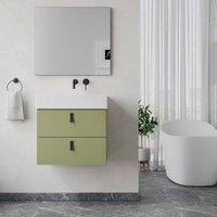 Banyetti Invicta 600mm Wall Hung Vanity with Veneto No Tap Hole Basin - Sage Green