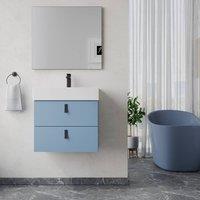 Banyetti Invicta 600mm Wall Hung Vanity with Veneto 1 Tap Hole Basin - Powder Blue