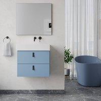Banyetti Invicta 600mm Wall Hung Vanity with Veneto No Tap Hole Basin - Powder Blue