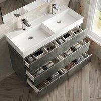 Banyetti Vatilla 1200mm Floorstanding Vanity with Veneto 2 TH Basins-Cemento in Grey