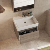 Banyetti Mino 600mm Wall Hung Vanity Unit with Veneto 1TH Basin-Nebraska Oak in Brown