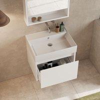 Banyetti Mino 600mm WallHung Vanity Unit & Veneto 0 TH Basin-Gloss White