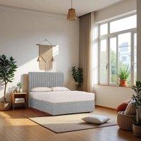 Knight Sleep Emily Plush Velvet Divan Bed Set with Princess Mattress & Headboard in Silver | Size: Double
