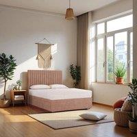 Knight Sleep Emily Plush Velvet Divan Bed Set with Princess Mattress & Headboard in Pink | Size: Small Single