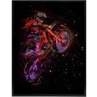 Artery8 Electric Light Motocross Bike Framed Canvas Wall Art Print in Black | Size: W24 x H32