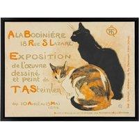 Artery8 Steinlen Exhibition Advert With Cats Framed Canvas Wall Art Print in Beige | Size: W24 x H32