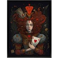 Artery8 Wonderland Queen Of Hearts Portrait Framed Canvas Wall Art Print in Red | Size: W12 x H16