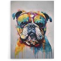 Artery8 English Bulldog Dog With Sunglasses Canvas Wall Art Print | Size: W18 x H24