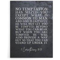 Artery8 Corinthians 10 13 No be tempted Bible Quote Canvas Wall Art Print in Grey | Size: W24 x H32