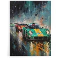 Artery8 Sports Car Racing Motorsport Race Canvas Wall Art Print in Blue | Size: W24 x H32