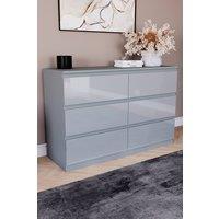 Home Discount Vida Designs Glinton 'HIGH GLOSS 6 Drawer Chest of Drawers' Storage Bedroom Furniture in Grey