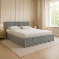Home Discount Vida Designs Vanita Upholstered Ottoman Storage Bed Frame Linen UKFR Fabric in Light Grey | Size: Double
