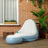 OUTSUNNY Inflatable Chair & Footstool for Gaming, Reading, Watching in White