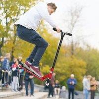 HOMCOM Stunt Scooter Entry Level Tricks Scooter for 14+ Beginners in Red
