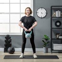 SPORTNOW 10kg Kettle Bell with Handle for Home Gym, Light Blue & Grey