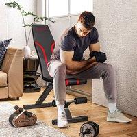 SPORTNOW Foldable Weight Bench with 6-Level Backrest, Leg Extension in Black