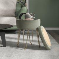 HOMCOM 5L Velvet Footstool with Removable Lid for Bedroom in Green