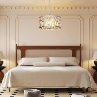 HOMCOM Modern Flush Mount Ceiling Light, Crystal Chandelier for Living Room in Silver