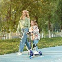AIYAPLAY Scooter for Kids, Folding Kick Scooter w/ Adjustable Handle in Blue
