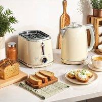 HOMCOM 1.7L 3000W Kettle & 2 Slice Toaster with Keep Warm Memory Function in Cream