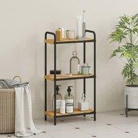 HOMCOM 3-Tier Bamboo Bathroom Shelf, Freestanding Shelving Unit, Natural in Black
