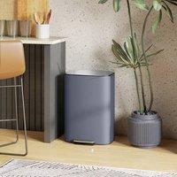 HOMCOM Pedal Bin with Soft-Close Lid, 50L Kitchen Bin with Carry Handle Grey | Size: Large