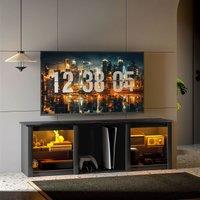 HOMCOM 160cm TV Unit w/ LED Lights for 70 TV Modern TV Stand Cabinet Black