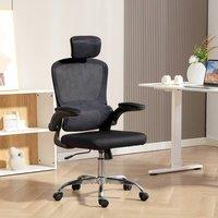 HOMCOM High Back Mesh Computer Desk Chair with Lumbar Support in Black