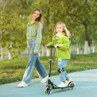 AIYAPLAY Scooter for Kids, Folding Kick Scooter w/ Adjustable Handle in Black