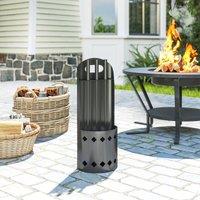 OUTSUNNY 4 PCS Fireplace Companion Set, Metal Fireside Companion Set, Black