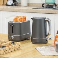 HOMCOM 1.7L 3000W Fast Boil Electric Kettle & 2 Slice Toaster Set, Grey | Size: 2 Pack