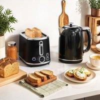 HOMCOM 1.7L 3000W Kettle & 2 Slice Toaster with Keep Warm Memory Function in Black