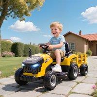 AIYAPLAY Ride on Tractor & Trailer, 12V Electric Ride on Tractor in Yellow