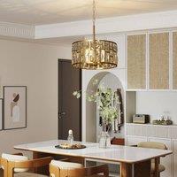 HOMCOM Modern Flush Mount Ceiling Light, Crystal Chandelier for Living Room in Gold