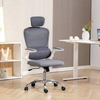 HOMCOM High Back Mesh Computer Desk Chair with Lumbar Support in Dark Grey