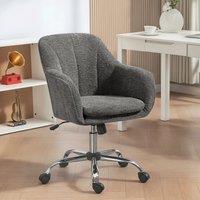HOMCOM Modern Snow Flannel Office Desk Chair for Bedroom, Living Room in Grey