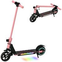 SPORTNOW Folding Electric Scooter w/ LED Lights & Display in Pink