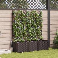Berkfield Home Garden Planter with Trellis 3 pcs Brown 120x40x143 cm | Size: 120 x 40 x 143 cm