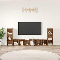 Berkfield Home TV Cabinet with Shelf with Storage 4 pcs Old wood Engineered wood in Brown