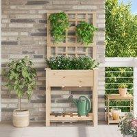 Berkfield Home Garden Planter with Trellis&Shelf 71x37x152 cm Solid Wood Fir in Beige | Size: 71 x 37 x 152 cm