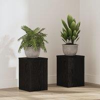 Berkfield Home Plant Stands 2 pcs Black Oak 20x20x30 cm Engineered Wood | Size: 20 x 20 x 30 cm