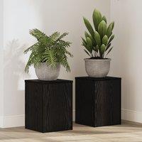 Berkfield Home Plant Stands 2 pcs Black Oak 25x25x35 cm Engineered Wood | Size: 25 x 25 x 35 cm